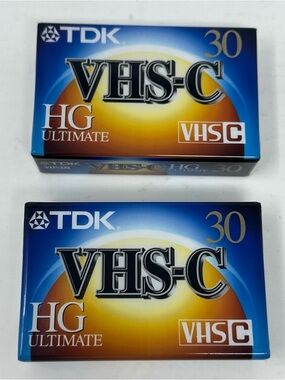2x TDK VHS-C HG Ultimate 30 Camcorder Cassette Blank Recording Tape Sealed